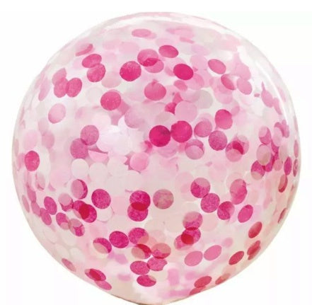 3 foot Clear Balloon With Confetti -PINK